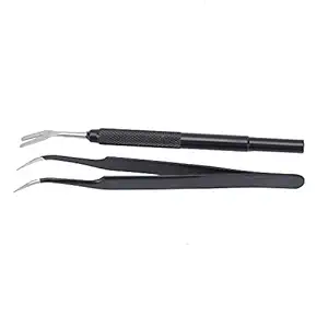 Flea Tweezers, Stainless Steel Tick Remover Kit Ultra?fine Tip Waterproof Tick Remover Tool Set with Removal Fork for Tick Remover