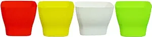 Khoji (Multicolor Set of 4) Onyx Square Flower Pot, Plastic Plant Flower Seedlings Nursery Pot/Pots Colorful Flower Plant Container Seed Pots, Plants Pots.