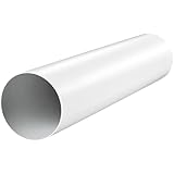Fantronix 100mm Dia x 350mm Short Length Plastic Circular Solid Ducting Pipe Tube White Hose - Rigid Straight Duct Channel