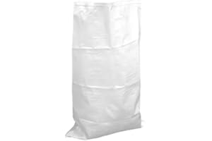 HELGUEFER - Saco Rafia Blanca Pack 100 Unid. 55x95cm | Sacos para Escombros Reutilizables y Sin Cierre | Resistentes para Obra, Jardín y Almacenaje | Capacidad hasta 50 kg