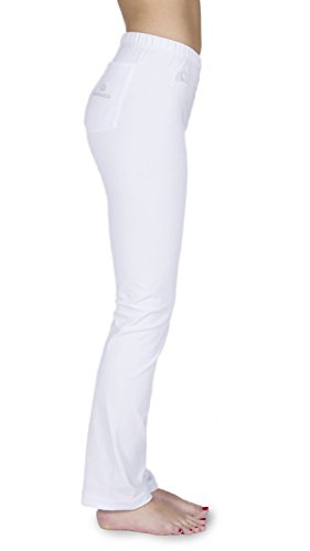 SONNENGRUSS Yogahose für Damen, lang. Bequeme Hose für Frauen aus weichem Jersey-Strick in 92 % Baumwolle und 8% Elasthan. Größe XS bis XL . In den Farben marine-blau, schwarz und weiß. - 4