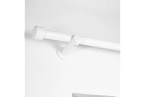 THE POLES & BLINDS OUTLET Trinity 28mm Eyelet Curtain Pole - Stud Finial - White - 240cm