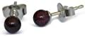Garnet stud earrings, natural, round, 4mm, 925 silver