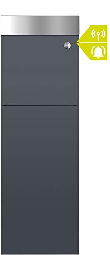 Preisvergleich Produktbild frabox Standbriefkasten Namur Anthrazitgrau / Edelstahl mit Funkklingel, ohne Klingeltaster