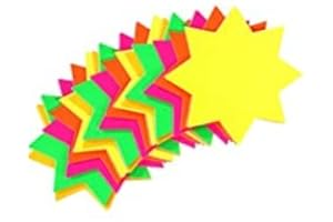 IBEX MART Fluorescent Neon Stars 7.5cm for Sales Shops and Cars - Pack of 60
