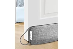 fowong Heavy Door Draught Excluder, 97 X 10 cm Under Door Draft Excluder Soundproof Seal Insulation Draught Excluder for Bottom of Doors with Hook & Loop, Grey