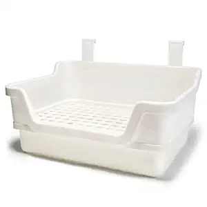 Large Rabbit Litter Box Cage Plastic Grid & Dump Tray - Pet Waste Station for Bunny Supplies for Adult Guinea Pigs, Chinchilla, Ferret, Galesaur, Small Animals (Beige)