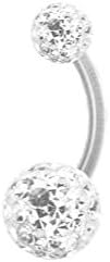 Karisma Clear Bioplast Belly Button Piercing with Swarovski Features 5/8 mm Ball with Epoxy Resin Coating White