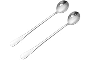 Long Handle Latte Spoons Coffee Dessert & Ice Cream Sundae Premium Quality Stainless Steel by Koksi Long Handled Coffee Spoons (Pack of 2)