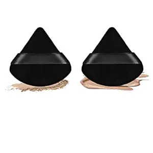 2 Pcs Makeup Puff Triangle Powder Puff Soft Powder Sponge Foundation Powder Sponge Triangle Sponges with Strap (Multicolour) (TRAINGLE)