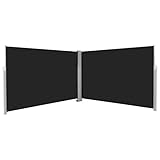 Wird automatisch aufgerollt vidaXL Seitenmarkise 200x600cm Schwarz Markise Sichtschutz Sonnenschutz Balkon