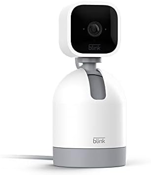 Blink Mini Pan-Tilt Camera | Videocamera intelligente di sicurezza, da interni, plug-in, audio bidirezionale, video HD, rilevazione di movimento, funziona con Alexa | Bianco