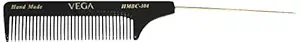 Vega Tail Comb with Steel Pin and Coarse Tooth, Black