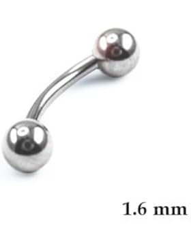 Treuheld® | 1,6 mm PIERCING BANANE SILBER - 45 Größen - 316L Chirurgenstahl - Bauchnabelpiercing, Augenbraue,...
