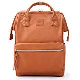 Kah&Kee Mochila Cuero portatil Compartimiento para Laptop Universidad Casual Mujer Hombre (Camello, Grande)