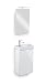 Produktbild Galdem Bad-Set CUBE Gäste WC Set Gästebad Badmöbel Waschbecken Unterschrank Keramikwaschbecken Waschtisch Spiegel LED Beleuchtung Softclose Weiß Hochglanz