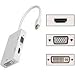 Produktbild GPCT [3-In-1] Mini Display Port [Thunderbolt] To HDMI DVI VGA Adapter Converter Cable. Supports 720p/1080i/1080p HD output- Apple iMac/MacBook Air/Pro/Lenovo Think Pad X1/X230/Surface Book/ Pro 3/4