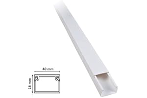 TOT ELECTRIC 2PZ Canalina 40x16 mm 2 metri Bianco per cablaggi in plastica passacavi coprifili a parete con copertura