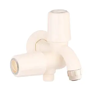 Ruhe Metro Collection 2 in 1 BIB Cock with Wall Flange PTMT Tap / Faucet (Ivory Colour)(Pack of 1)