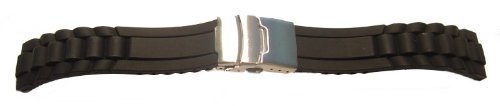 VK von Buran01.com Faltschlieen Silicon Uhrband Wellen Schwarz/Black 24mm Watch Strap VK von Buran01.com Faltschlieen Silicon Uhrband Wellen Schwarz/Black 24mm Watch Strap