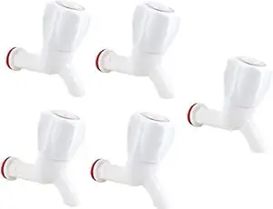 YO INDIA PVC Plastic Tap Faucet (White, Set of 5)