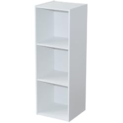 Compo ER Meuble de Rangement Colonne 3 Casiers Bibliothèque Etagères Cubes Blanc 32 x 29,5 x 92,5 cm