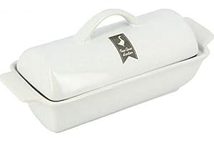 COOK CONCEPT SAVEUR ET DEGUSTATION KC24201 Terrine Foie Gras Médaillon, GRES, Blanc Rouge blanc-gris,, 26 x 13.70 x 14 cm