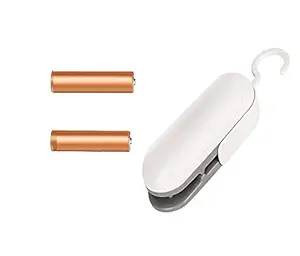 Nirdambhay Mini Bag Sealer, 2 in 1 Heat Sealer and Cutter Handheld Sealing Machine Portable Bag Resealer Sealer for Plastic Bags Food Storage Snack Fresh Bag Sealer (Including 2 AA Battery)