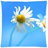 White Little Daisy Throw Pillow Case Cushion Covers Square 18x18 Inch