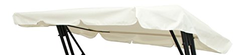 Doppler Sonnendach für Hollywoodschaukel, absolut wasserdicht, ca 215 x 120 cm in natur mit Volant, Monte Carlo, Waterproof, UV-Schutz 80