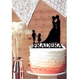 Personalisierte Namen und color-acrylic Hochzeit Tortenaufsatz Silhouette, Braut und Bräutigam und Little Girl und Boy Topper, Happy Family Hochzeit Tortenaufsatz