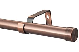 Your Home Online 28mm Extendable Eyelet Curtain Pole Metal Brushed Chrome Brass Copper Black Complete Rod Set Riga Finial (1-2m, Antique Copper)