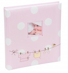 Kenro baby girl pink polka dot design traditional photo album with 50 sheets / 100 pages