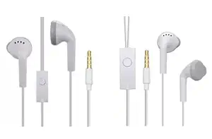 Rivano (Pack of 2) Wired Headphones Original Earphone with Mic, Super bass Ear phones for All Android and iOS Devices, headsets for Laptop, Gaming, handsfree/Leed for Girls.(White, Combo)
