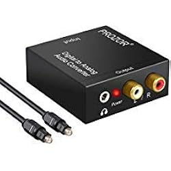 PROZOR DAC001, Convertidor Digital Analógico DAC Audio Óptico Coaxial(RCA) Toslink SPDIF de Audio Estéreo R / L-PS3