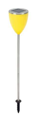 Stellar Solarleuchte Copa Fun / gelb / moderene Edelstahlleuchte mit orangem Lampenschirm, 1 weiße High Power LED 1041-2 - 2