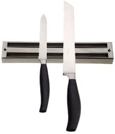 RSVP International (KN-10) Stainless Steel Knife Holder, 10-inches | Attractive Satin Finish | Dual Magnetic Strips | Won't Dull Knives, 18/8