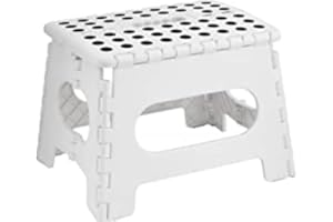 BozexPro 9 inch small folding step stool for adults-kids-infant,Heavy duty foldable stools for adults,non slip kitchen stool-garden stool, (White) (12)