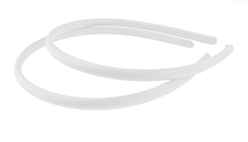 Girls Set of 2 Narrow 1cm Satin Covered Alice Bands Headbands White