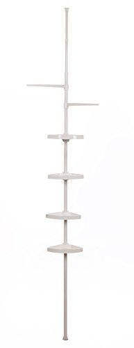 WOLTU BZ4106-1 Badregal Duschecke Teleskop , Höhe 120-250cm , 4 wasserdurchlässige Ablagen, 2 Handtuchhalter , Weiss - 3