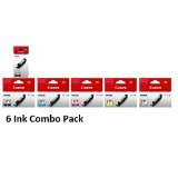 6x Original Canon Set-UP Tintenpatrone für PGI570 CLI571 für Canon Pixma MG 7751 TS 9055 - mit 100 Blatt Ti-Sa Fotocards 10x15cm - BK, PBK, Cy, Ma, Ye, GY - Bulk / Neutrale Verpackung - Füllmenge: BK ca. 15ml / Farben ca. 7ml