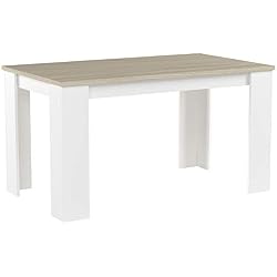 Comfort Home Innovation - Table de Salle à Manger et séjour, 140 cm rectangulaire, chêne Clair et Blanc, mesures : 80 L x 138 Longueur 75 cm Hauteur jusqu'à 6 Personnes