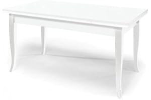 Mar.c.a. Design - Tavolo Rettangolare Allungabile da 140 a 220 cm con Gambe a Sciabola - Tavolo in Legno Massello 140x80x78 cm - Arte Povera Made in Italy