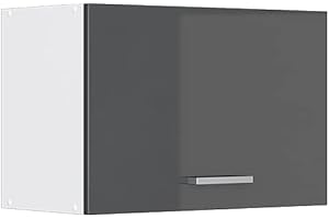 Vicco pensile da cucina R-line, Antracite lucido/Bianco, 60 cm Piatto