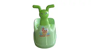 KORBOX Toilet Trainer Baby Potty Seat Cartoon Face with Removable Tray & Closing Lid (Green)