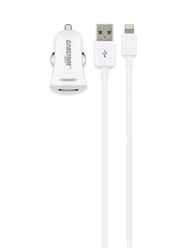Cabstone USB-Autoladegerät (2.100 mA KFZ-Ladegerät mit Apple Lightning-Kabel, 8-polig), weiß