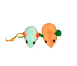 Kiki N Pooch 2Pcs Creative Pet Cat Toys Fur False Plush Fake Mouse Kitten Cat Playing Toy - Color May Vary