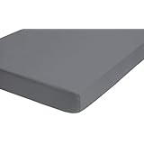 biberna 77144/018/041 Jersey-Stretch Spannbetttuch, nach &Ouml;ko-Tex Standard 100, ca. 140 x 200 cm bis 160 x 200 cm, Farbe: silber/grau