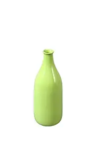 Caffeine Ceramic Handmade Green Bottle Shape Table Vase (Set of 1 )