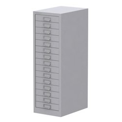 Bisley 15 Drawer Cabinet Grey All-steel construction with chrome plated D-ring handles and index card holder 532535